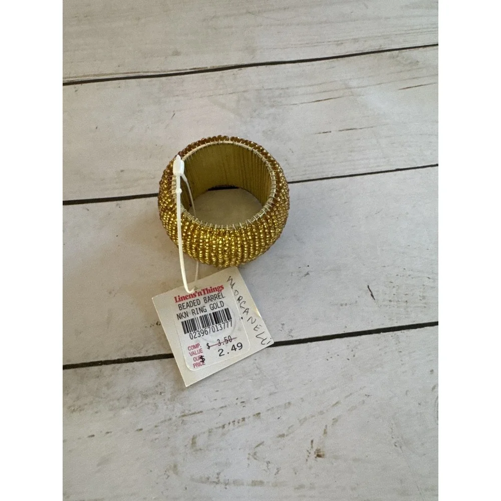 Linens'n Things Gold Beaded Napkin Rings Set of 7‎ Elegant Table Decor